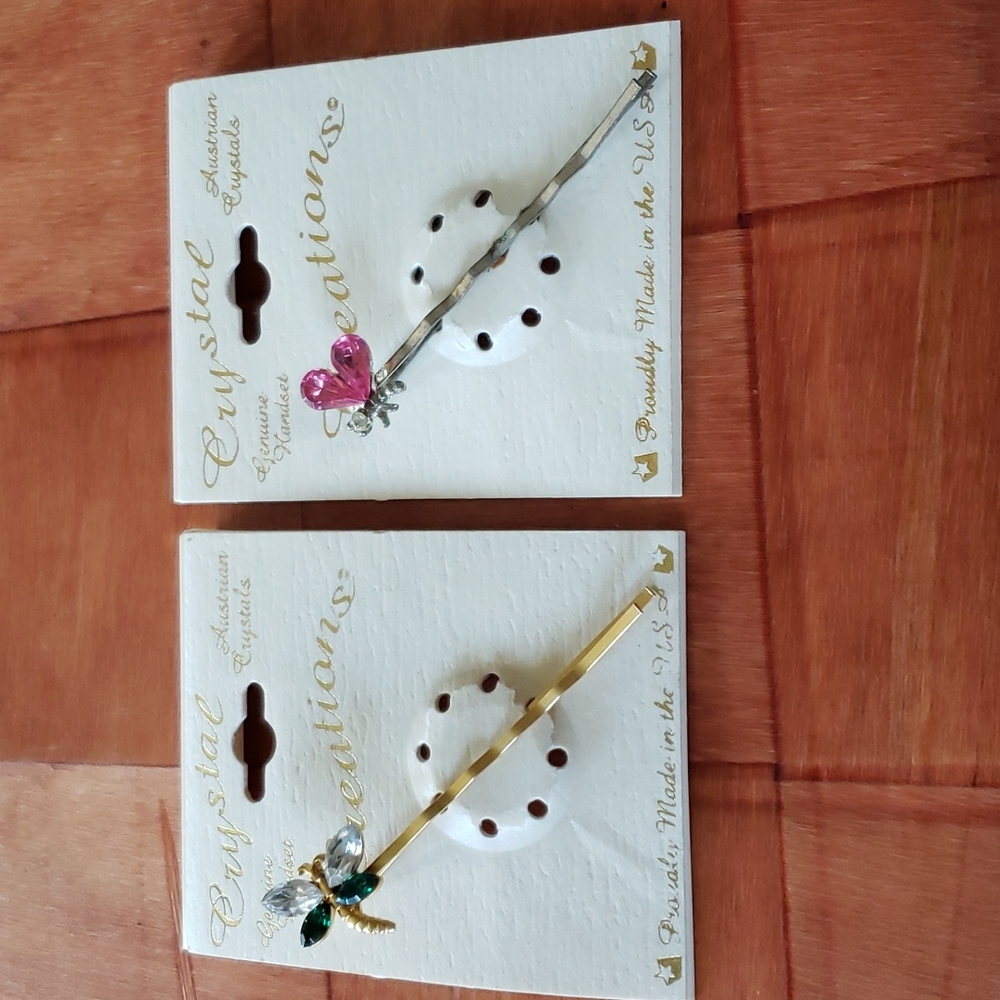 Austrian Crystal Handset Bobby Pins Lot of 2